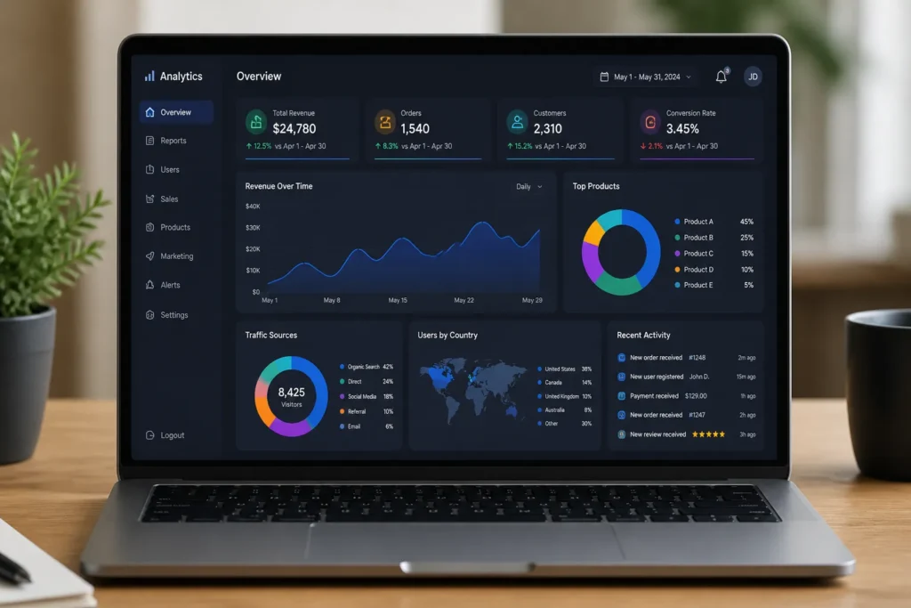 laptop dashboard analytics