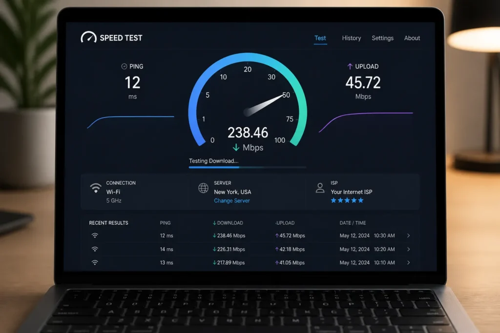 laptop speed test dashboard