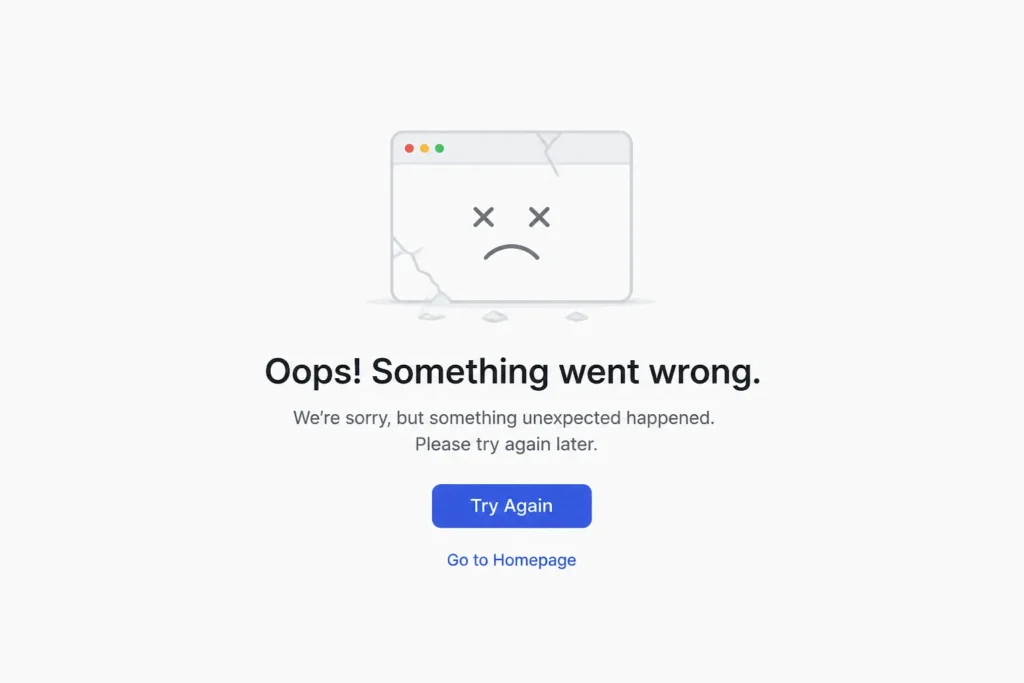 broken website error screen