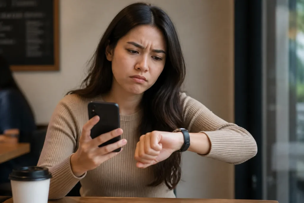 person impatient smartphone