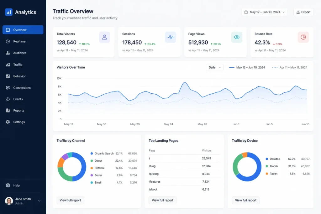 analytics dashboard traffic
